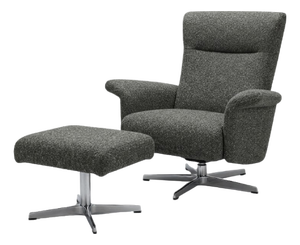 Grey Swivel & Reclining Chair & Ottoman