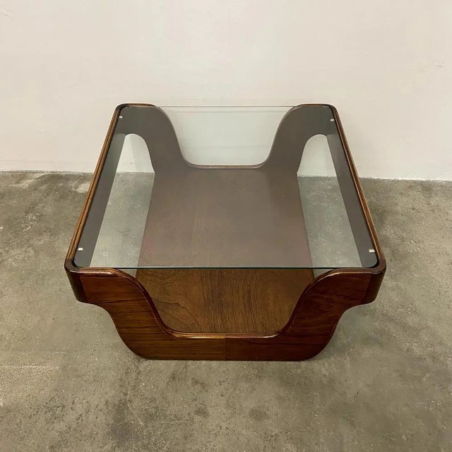 Glass Vintage Coffee Table in Plywood For Sale - Image 7 of 9