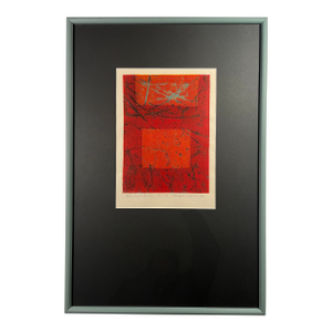 1970 Hiroyuki Tajima Woodblock Print "Blue Light" Signed Framed