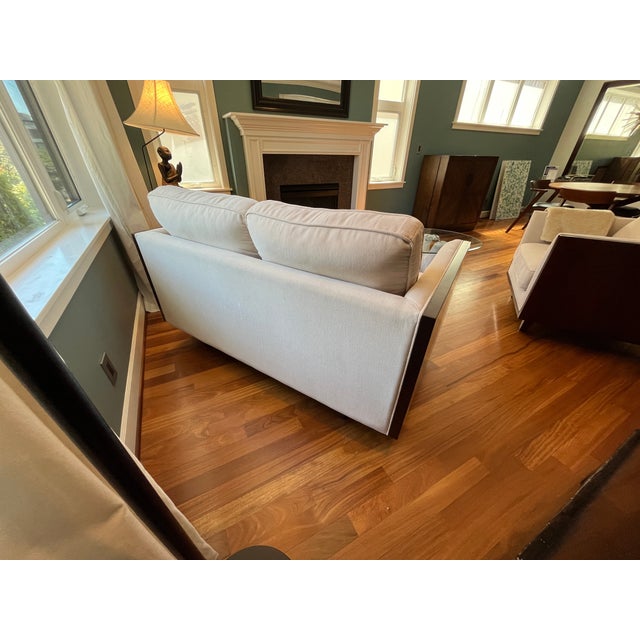 Mid-Century Modern Case Walnut and Chenille Loveseat Sofa For Sale - Image 9 of 15