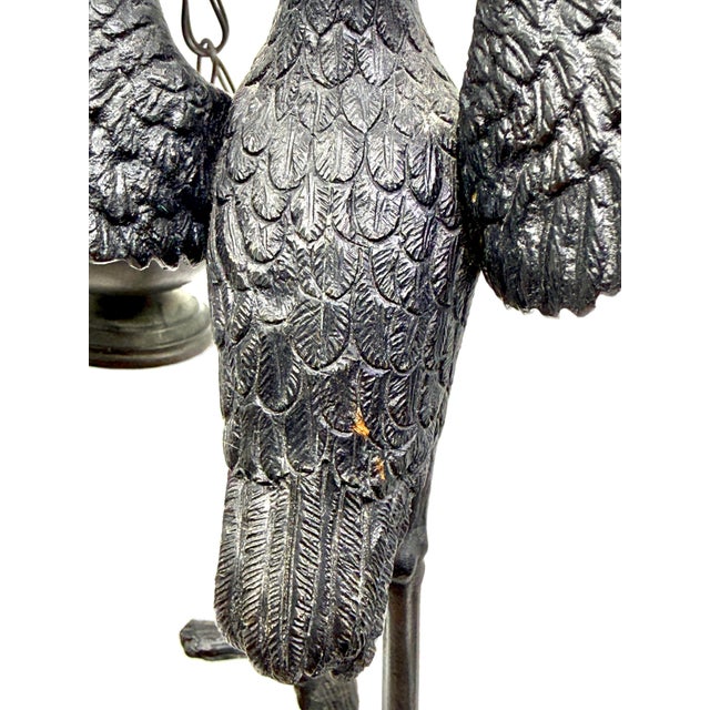 19th Century Pompeiian Bronze Neoclassical Grand Tour Souvenir Oil Lamp Heron For Sale - Image 4 of 17