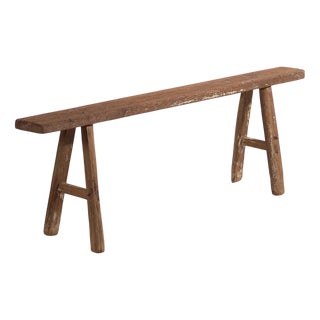 Antique Long Bench in Elm, 1870s For Sale