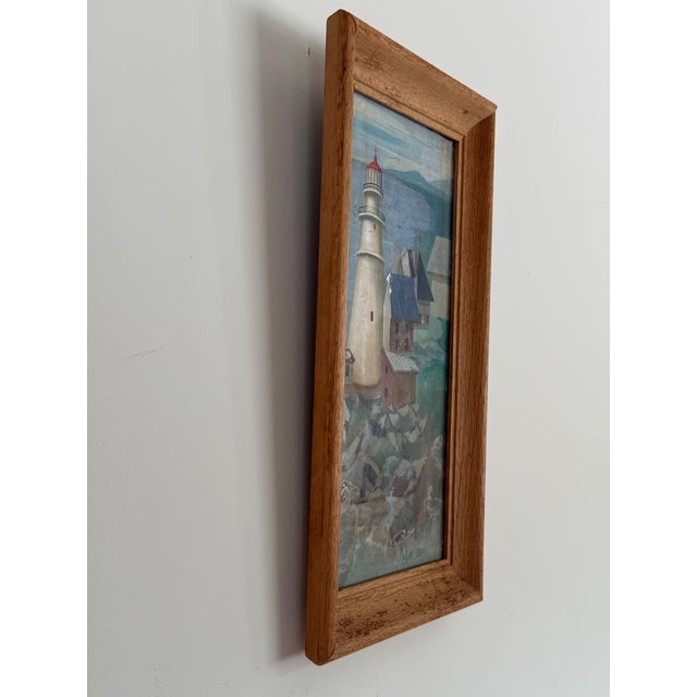 This is a lovely little modernist coastal seascape signed “Mullin 1950” on board. In its original frame, this painting...