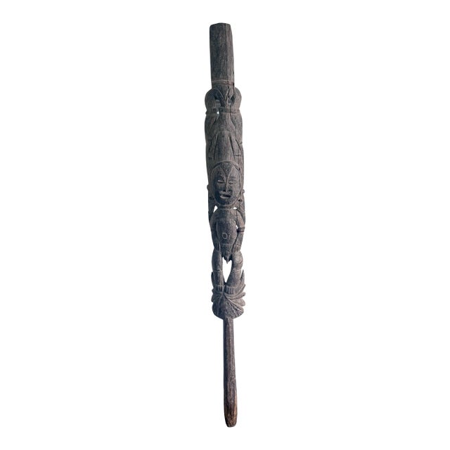 Yam Ceremonial Digging Stick with Carving Papua New Guinea For Sale