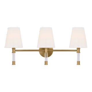 Chapman & Myers by Visual Comfort Studio Hanover 3-Light Bath Vanity Sconce in Burnished Brass For Sale
