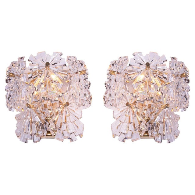 Crystal and Gilt Brass Starburst Wall Sconces from Kinkeldey, Germany, 1960s, Set of 2 For Sale - Image 11 of 11