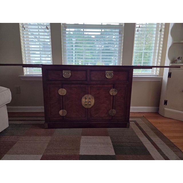 1970s Vintage Henredon Flip-Top Rolling Bar Cabinet For Sale - Image 5 of 7