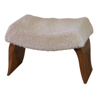 Art Deco Walnut Stool, 1940s For Sale