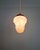 Art Deco pendant light in speckled white and purple molded pressed glass, with a copper-plated metal frame, circa 1920....