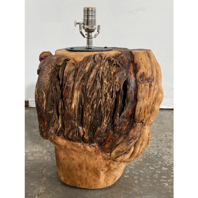 Vintage Knotty Burled Wood Table Lamps, a Pair For Sale - Image 12 of 15