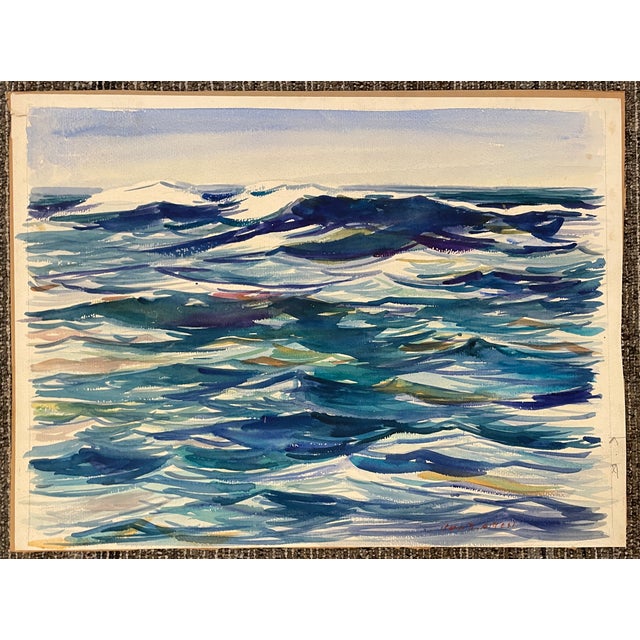 Traditional 1940s John Dary Aiken Seascape Watercolor For Sale - Image 3 of 3