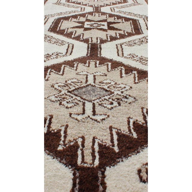 Brown Vintage Turkish Tulu Runner With Brown and Cream Geometric Medallions 3'5 X 11'9 For Sale - Image 8 of 11