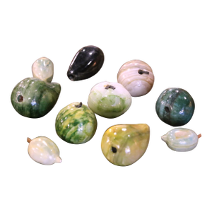 Mid-Century Italian Carved Stone Fruits- Set of 10
