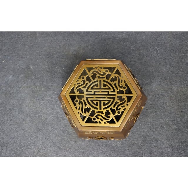 Brass Chinoiserie Hexagonal Garden Stool For Sale In Philadelphia - Image 6 of 6