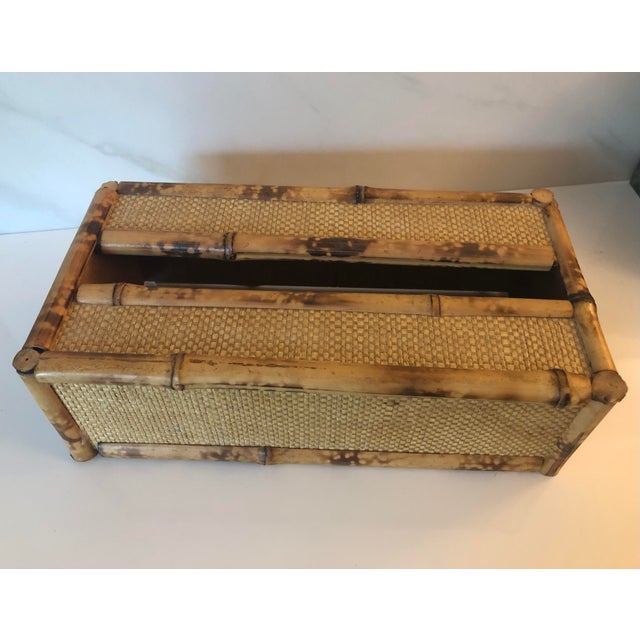 1970s Bamboo Rattan Tissue Box Cover For Sale - Image 4 of 10