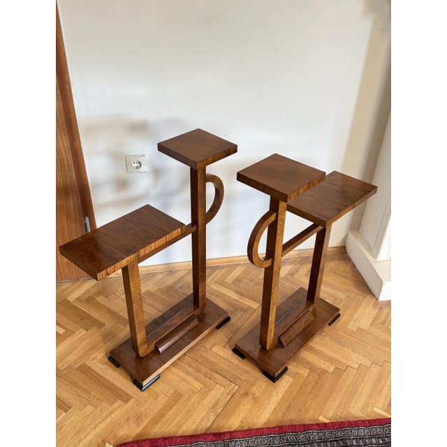 Wood Vintage Art Deco Plant Stands, 1930s, Set of 2 For Sale - Image 7 of 14