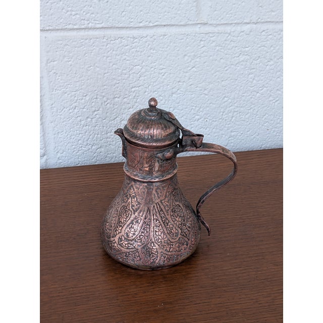 Metal 19th Century Hand Etched Middle Eastern Tinned Copper Coffee Pot For Sale - Image 7 of 9