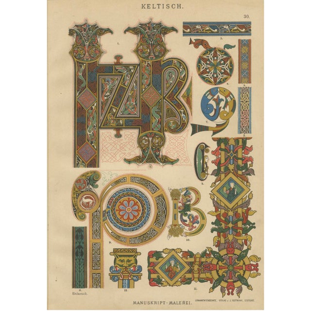 Dolmetsch, Celtic Manuscript Illumination, 1887, Print For Sale - Image 4 of 4