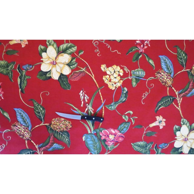 Thibaut Thibaut "Charlotte" Designer Cotton Fabric in Red with Flowers & Lizards- By the Yard For Sale - Image 4 of 5