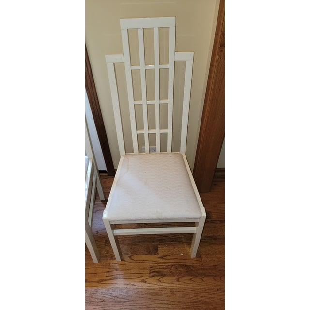 Abel Gonzalez White Lacquer Modern Tall Back Dining Room Chairs For Sale - Image 16 of 18