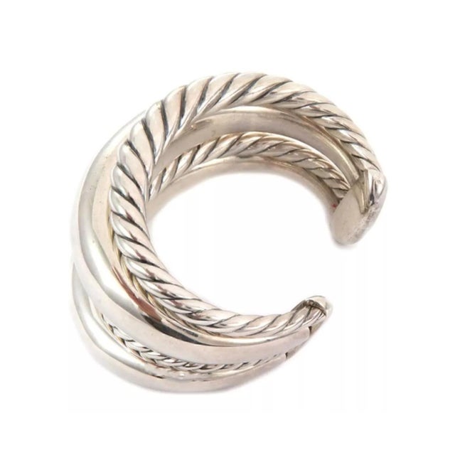 David Yurman Pure Form 4 Row Sterling Silver 42mm Wide Cuff Bracelet For Sale - Image 4 of 6
