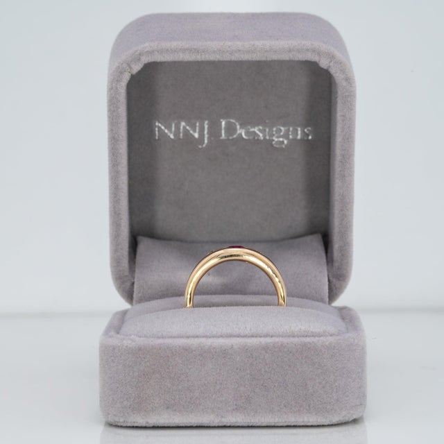 Aaa Burma Ruby Ring With Earth-Mined Diamond Accents in Solid 14k Gold, 5mm, Size 6.75 For Sale - Image 4 of 9