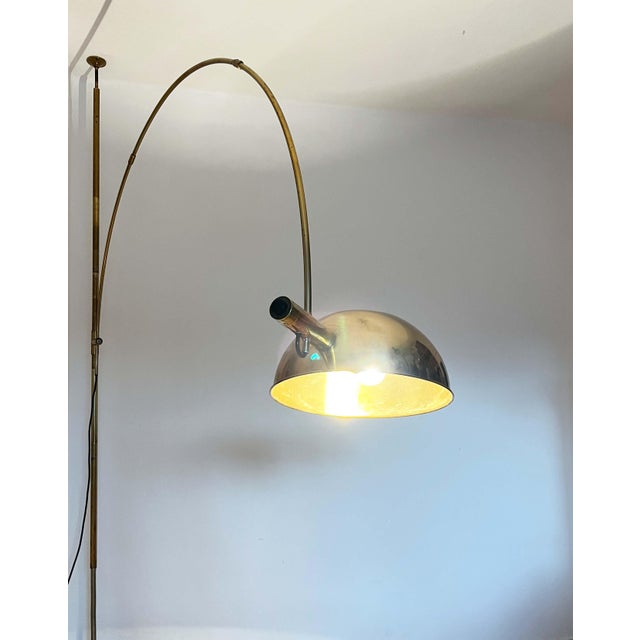 Postmodern Vintage Postmodern German Brass Boca Arc Floor Lamp with Clamping Rod attributed to Florian Schulz, 1970s For Sale - Image 3 of 18