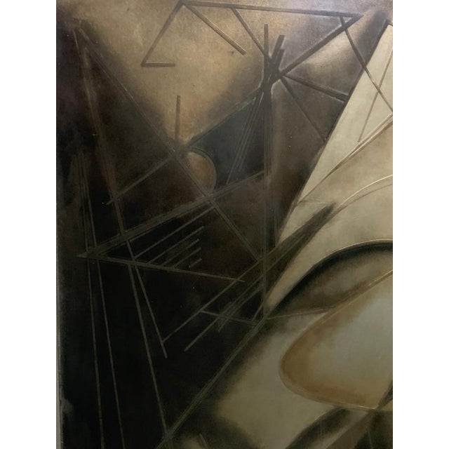 1980s Futurist Painting in Back Treated Glass by Lam Lee Group, 1980 For Sale - Image 5 of 13