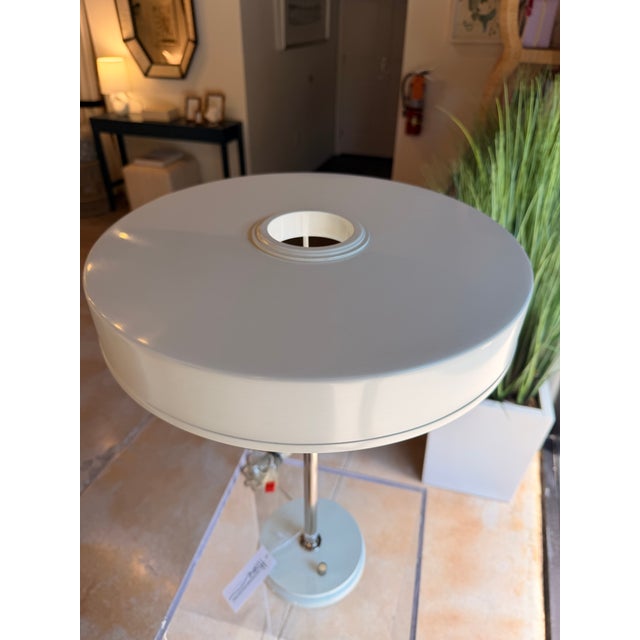 Mid-Century Modern Visual Comfort White & Nickel Table Lamp For Sale - Image 3 of 4