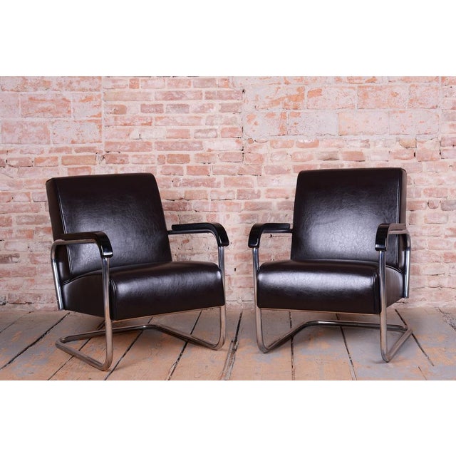 Bauhaus Armchair in Chrome and Leather from Hynek Gottwald, Czech, 1930s For Sale - Image 12 of 14