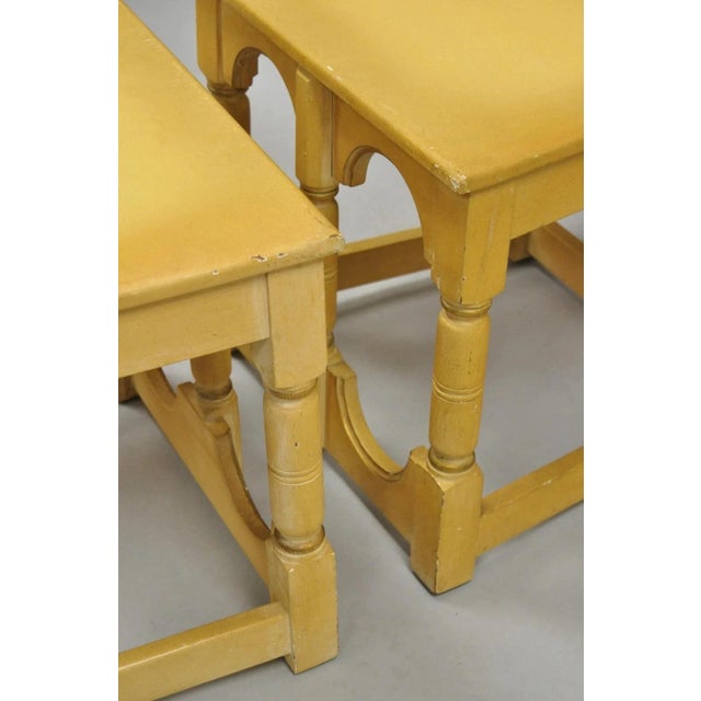 Vintage Gothic Renaissance Painted Hall Altar Console Table Chair Set - 4 Pc Set For Sale - Image 13 of 16