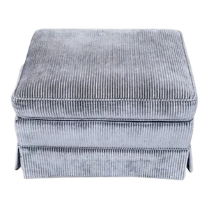 Baker Furniture Gray Corduroy Fabric Ottoman on Brass Casters