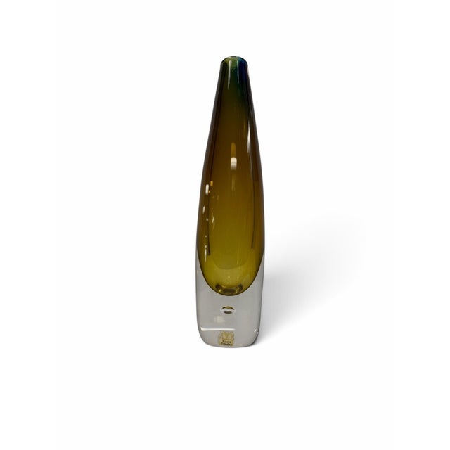 Mid-Century Modern Mid-Century Vicke Lindstrand for Kosta Sweden Sommerso Torpedo Glass Vase Model 01843 For Sale - Image 3 of 6