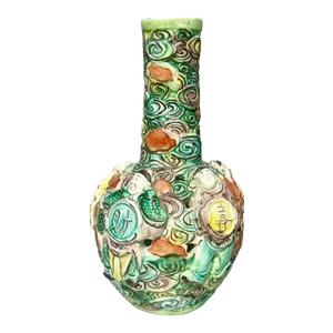 Chinese Qing Dynasty Famille Rose Reticulated Porcelain Vase Eight Immortals Fencai Antique Bottle Vase