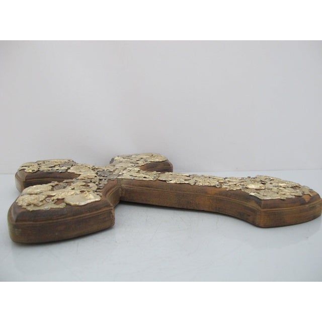 Milagros Sacred Amulet Charms Large Mexican Folk Art Wooden Wall Cross For Sale In Portland, OR - Image 6 of 8
