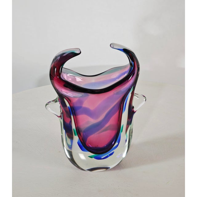 Mid-Century Modern Mid-Century Modern Multicolored Sommerso Glass Vase in the style of Salviati, Italy, 1970s For Sale - Image 3 of 18