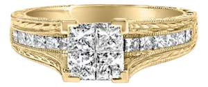 14k Yellow Gold 1.0 CTTW Princess Composite Diamond Engagement Ring