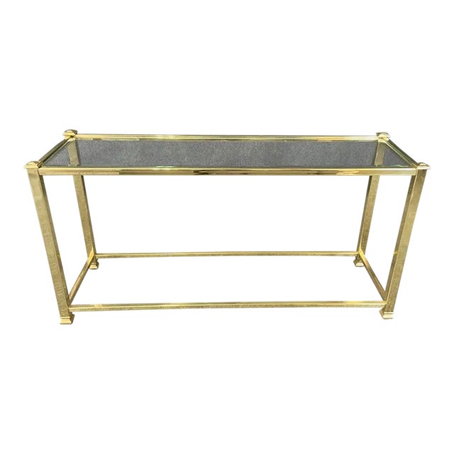 Brass & Glass Sofa Table For Sale