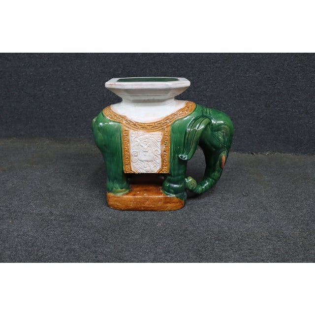 Mid 20th Century Chinese Green Glazed Ceramic Elephant Garden Stool For Sale - Image 5 of 10