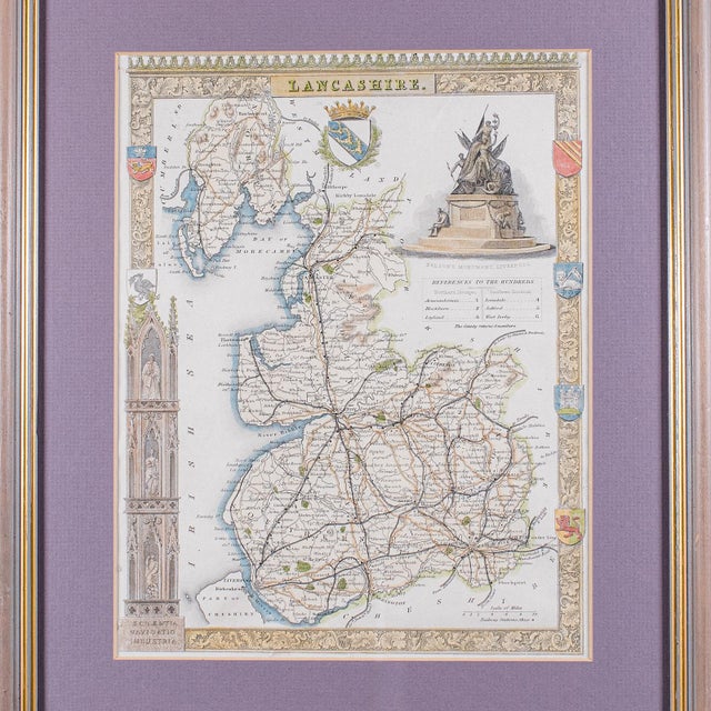 Antique County Map of Lancashire, English, Framed Cartography, Moule, Victorian For Sale - Image 4 of 12