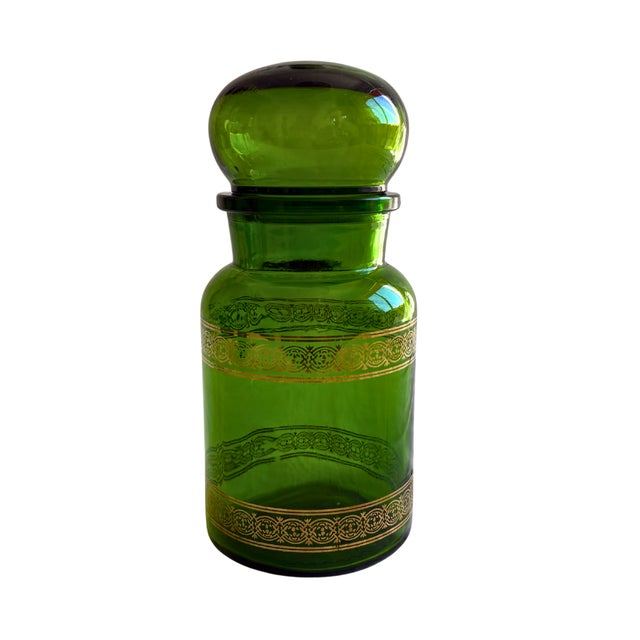 Belgian Cobalt Green Apothecary Jars, 1920s, Set of 3 For Sale - Image 4 of 10