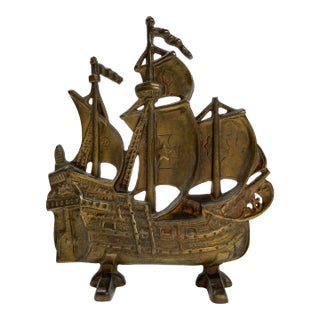 Antique Cast Iron Pirate Ship Doorstop For Sale