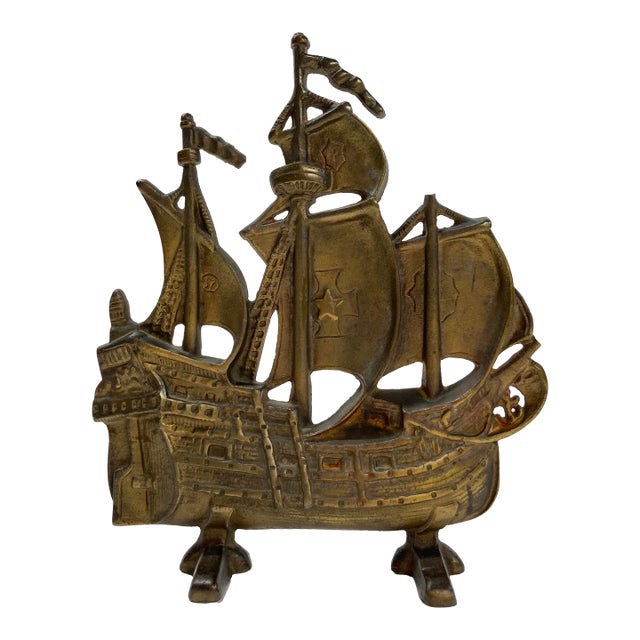 Antique Cast Iron Pirate Ship Doorstop For Sale