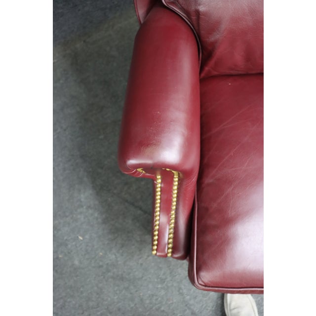 Late 20th Century Hancock & Moore Burgundy Leather Wingback Recliner Lounge Chair For Sale - Image 5 of 14