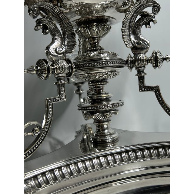 Victorian Unique 1-of-1 Elkington 'Chased Master' Tripartite Epergne: 1851/1871 Design Transition Model by Jeannest & Willms - 1 Piece For Sale - Image 3 of 18