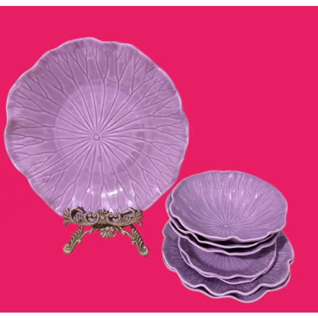 Ceramic Vintage Metlox California Collection Lotus Poppytrail Serving Plates Purple - Set of 8 For Sale - Image 7 of 10