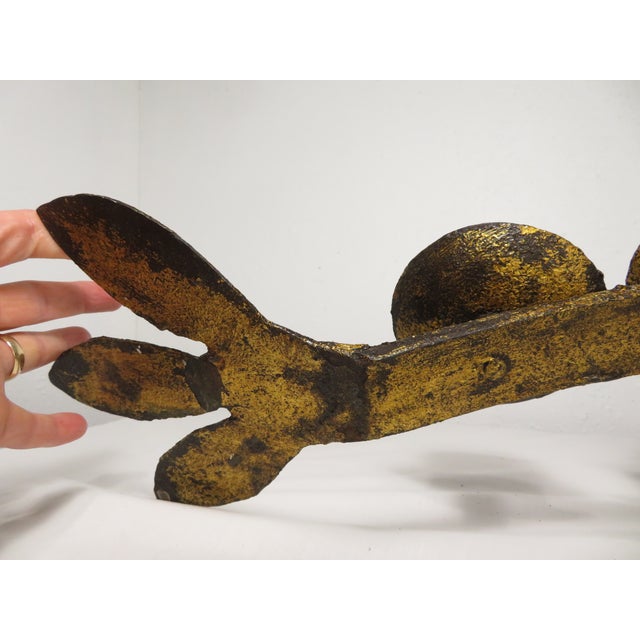 VTG Large 36" Hand Forged Iron Gold Gilt Candle Holder ~ Brutalist Art Retro MCM For Sale - Image 17 of 18