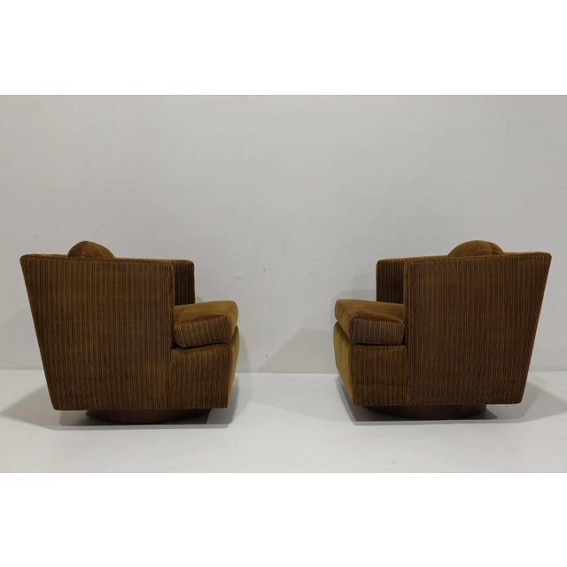 Wood Mid 20th Century Attributed to Edward Wormley for Dunbar Model 251 Swivel Lounge Chairs For Sale - Image 7 of 9