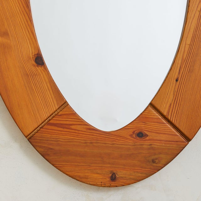 Swedish Oval Pine Wall Mirror by Glas Mäster Markaryd, 1960s For Sale - Image 9 of 18