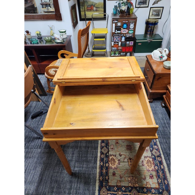 Hand-Crafted Early American Style slanted front writing desk. Made of pine. Very light, yet durable.